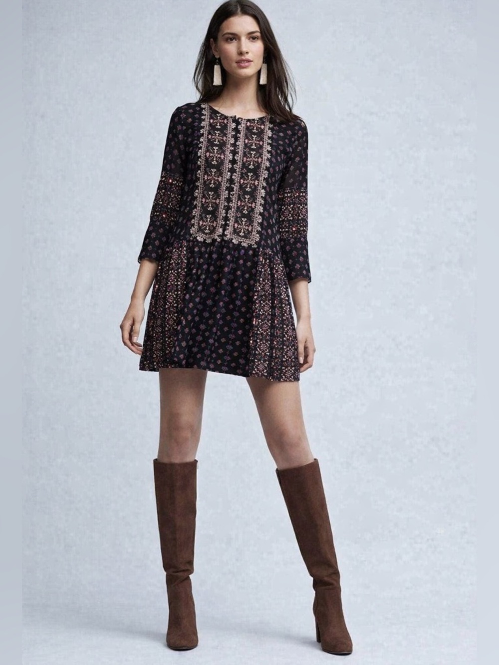 Anthro Vanessa Virginia Kaleidoscope Boho Dress Pockets S